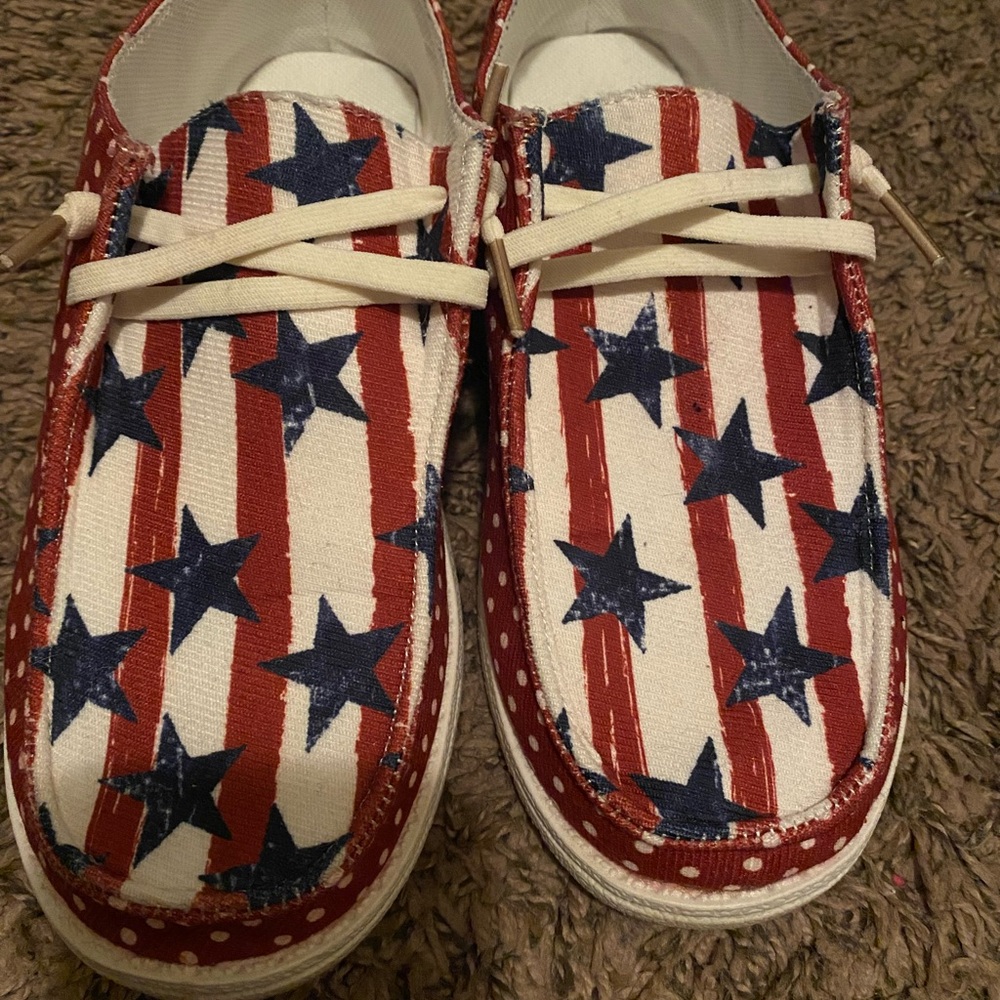 Patriotic Stars and Stripes women's flats